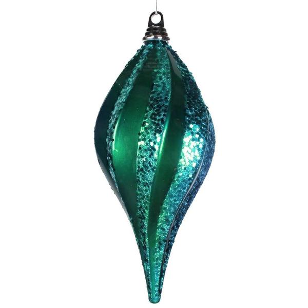 12" Sea Blue Candy Glitter Swirl Drop Ornament
