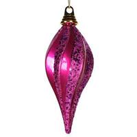 Vickerman 16" Cerise Candy Glitter Swirl Drop Ornament