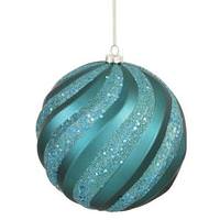 Vickerman 8" Emerald Matte Glitter Swirl Ball Ornament