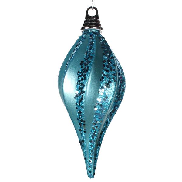16" Teal Candy Glitter Swirl Drop Ornament