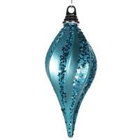 Vickerman 16" Teal Candy Glitter Swirl Drop Ornament