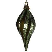 Vickerman 16" Olive Candy Glitter Swirl Drop Ornament