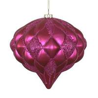 Vickerman 5.7" Magenta Diamond Onion Swirl Magenta Glitter Ornament