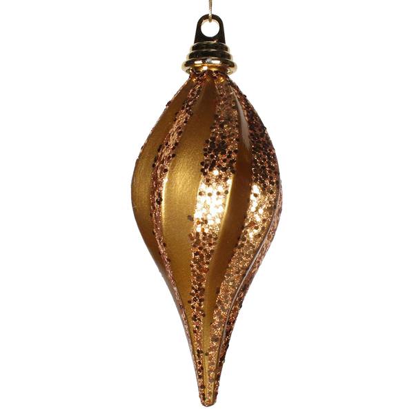 16" Antique Gold Candy Glitter Swirl Drop Ornament