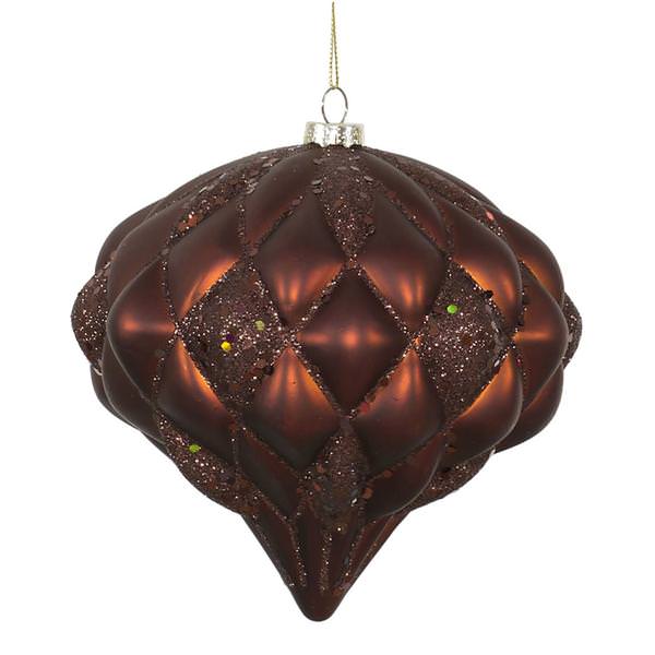 5.7" Copper Matte Glitter Diamond Ornament