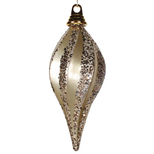 16" Champagne Candy Glitter Swirl Drop Ornament