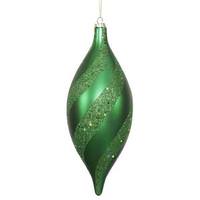Vickerman 11" Green Matte-Glittered Spiral Drop Ornament