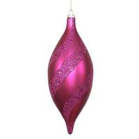 Vickerman 11" Magenta Matte-Glittered Spiral Drop Ornament