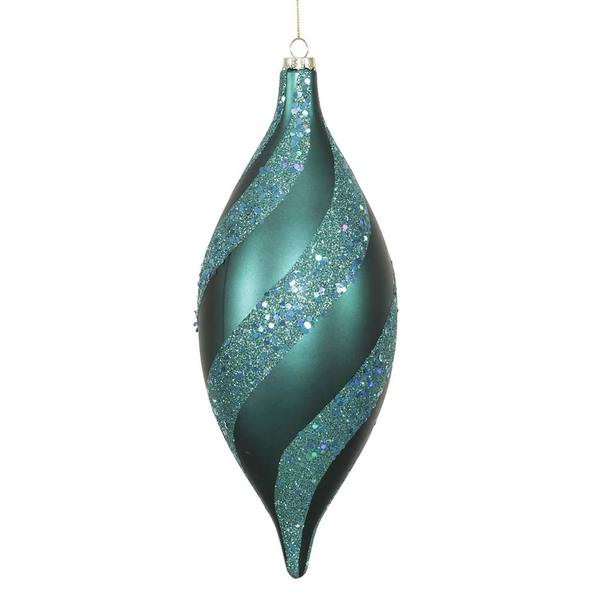 11" Emerald Glittered Spiral Drop Ornament