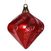 View 6" Red Candy Glitter Swirl Diamond Ornament