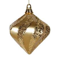 View 6" Gold Candy Glitter Swirl Diamond Ornament