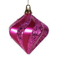 Vickerman 6" Cerise Candy Glitter Swirl Diamond Ornament