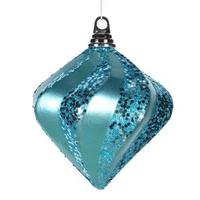Vickerman 6" Teal Candy Glitter Swirl Diamond Ornament