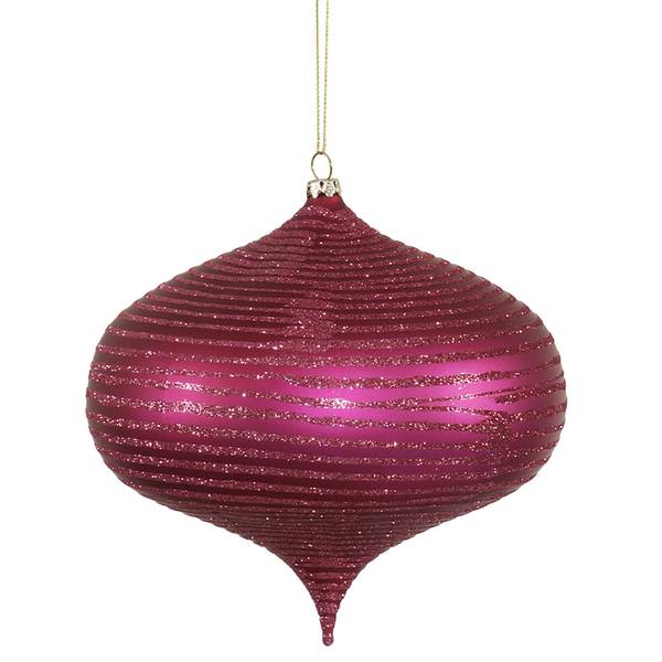 6.3" Magenta Matte Glitter Onion Ornament