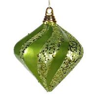 Vickerman 6" Lime Candy Glitter Swirl Diamond Ornament