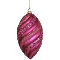 Vickerman 8" Magenta Matte Glitter Swirl Drop Ornament
