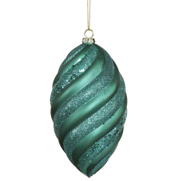 8" Emerald Matte Glitter Swirl Drop Ornament
