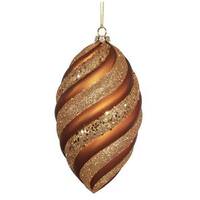 Vickerman 8" Copper Matte Glitter Swirl Drop Ornament