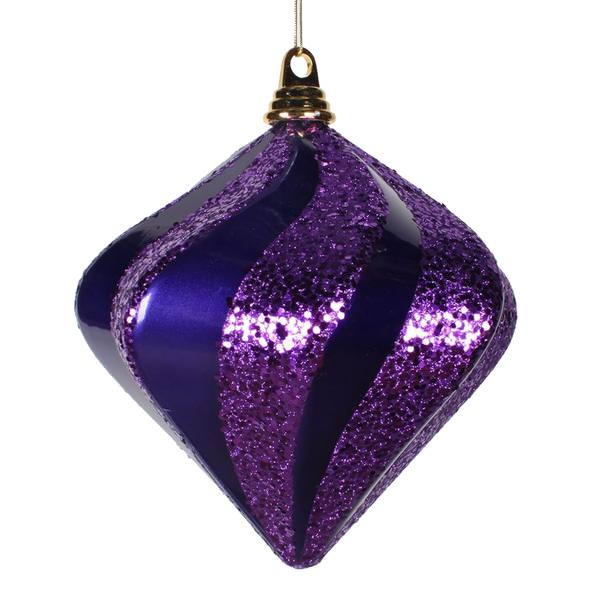 7.9" Purple Candy Glitter Swirl Diamond Ornament
