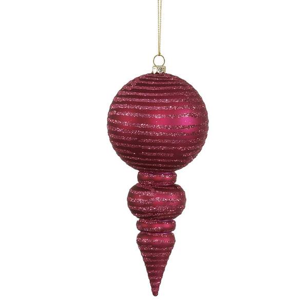 7" Magenta Matte Glitter Finial Ornament