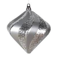 Vickerman 7.9" Silver Candy Glitter Swirl Diamond Ornament