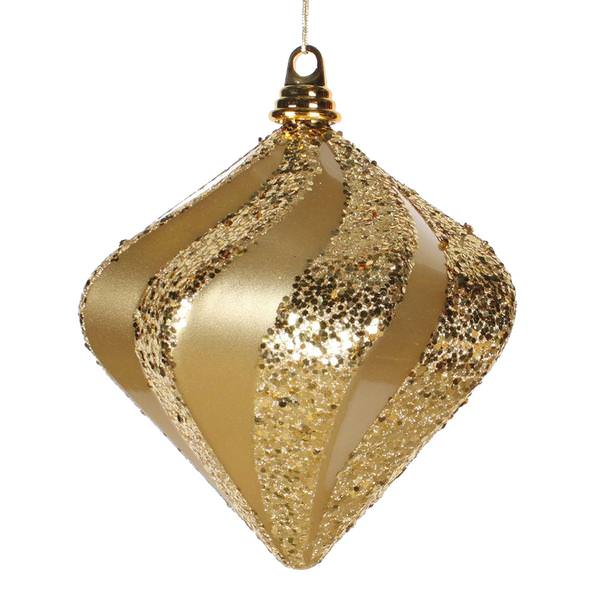 7.9" Gold Candy Glitter Swirl Diamond Ornament