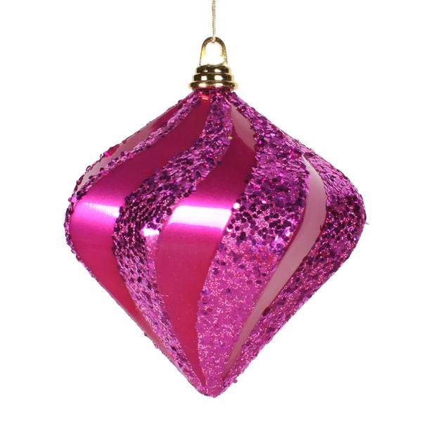 7.9" Cerise Candy Glitter Swirl Diamond Ornament