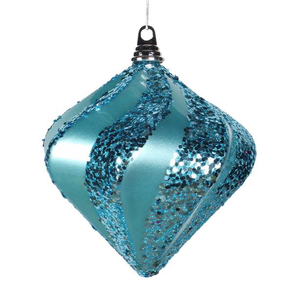 7.9" Teal Candy Glitter Swirl Diamond Ornament