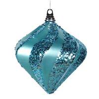 Vickerman 7.9" Teal Candy Glitter Swirl Diamond Ornament