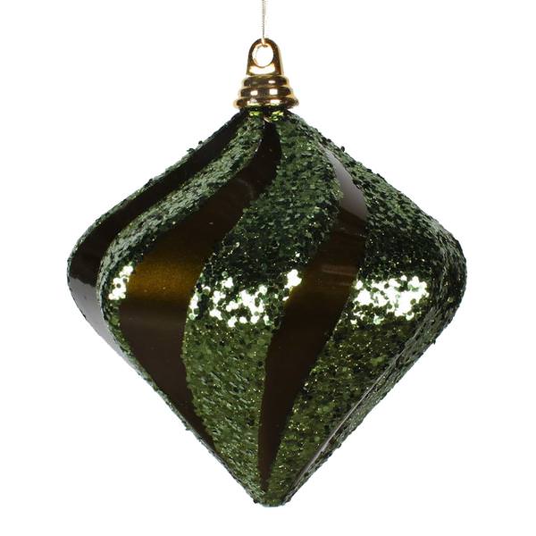 7.9" Olive Candy Glitter Swirl Diamond Ornament