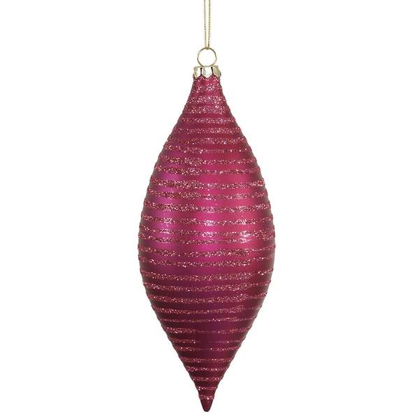 7" Magenta Drop Matte Glitter Ornament