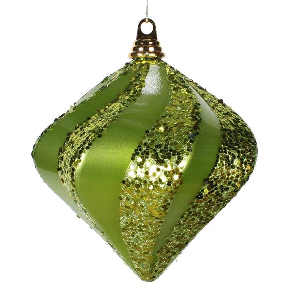 7.9" Lime Candy Glitter Swirl Diamond Ornament