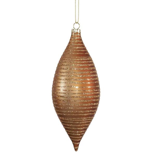 7" Copper Drop Matte Glitter Ornament