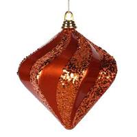 View 6" Orange Candy Glitter Swirl Diamond Ornament