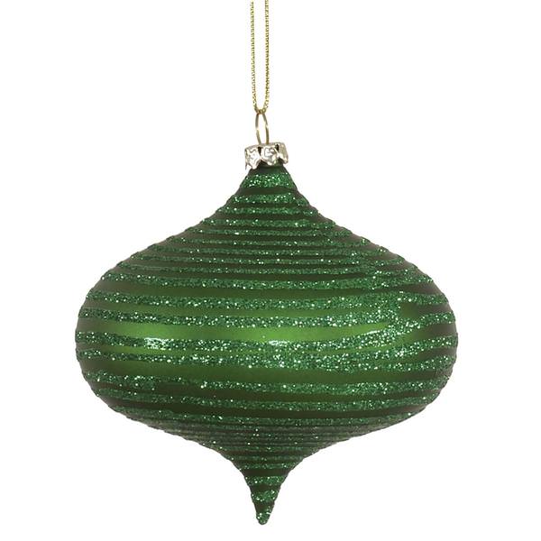 4" Green Matte Glitter Onion Ornament