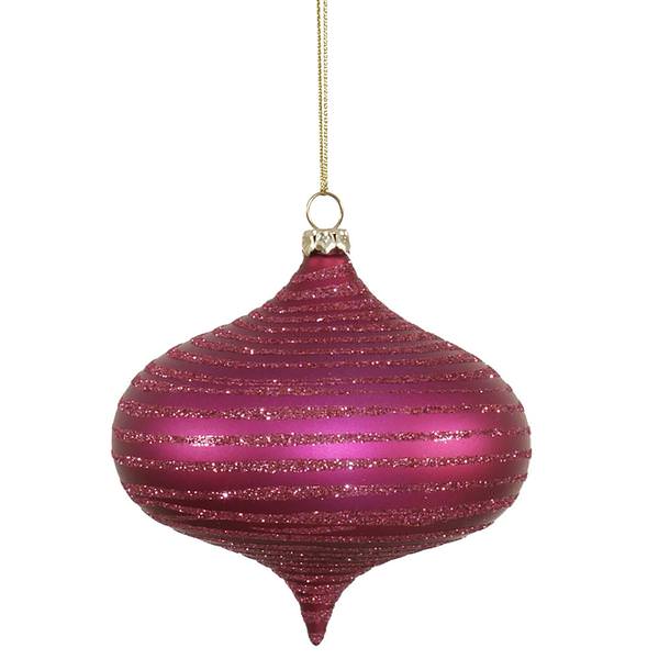 4" Magenta Matte Glitter Onion Ornament