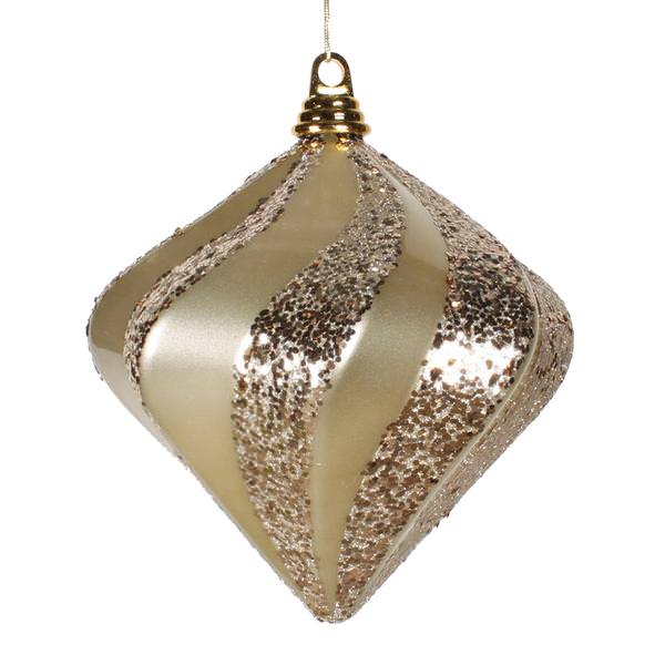 7.9" Champagne Candy Glitter Swirl Diamond Ornament