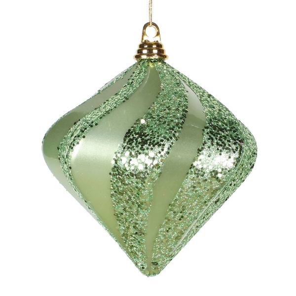 7.9" Celadon Candy Glitter Swirl Diamond Ornament