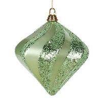 Vickerman 7.9" Celadon Candy Glitter Swirl Diamond Ornament