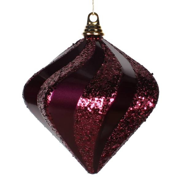 6" Eggplant Candy Glitter Swirl Diamond Ornament