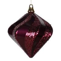 Vickerman 6" Eggplant Candy Glitter Swirl Diamond Ornament