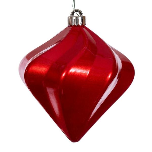 6" Red Candy Swirl Diamond Ornament (3 pack)