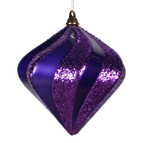 9.8" Purple Candy Glitter Swirl Diamond Ornament