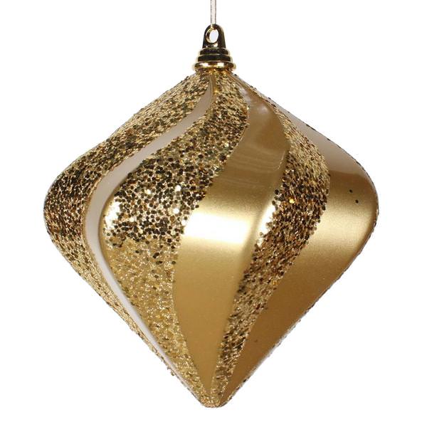 9.8" Gold Candy Glitter Swirl Diamond Ornament