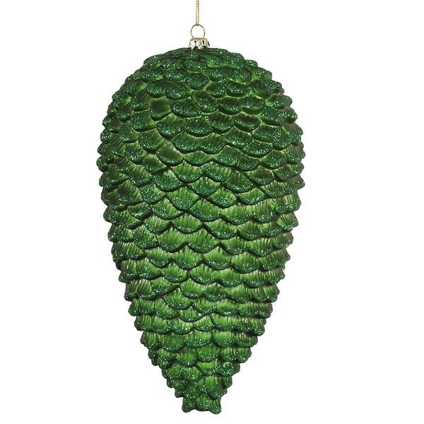10" Green Matte Glitter Pine Cone Ornament