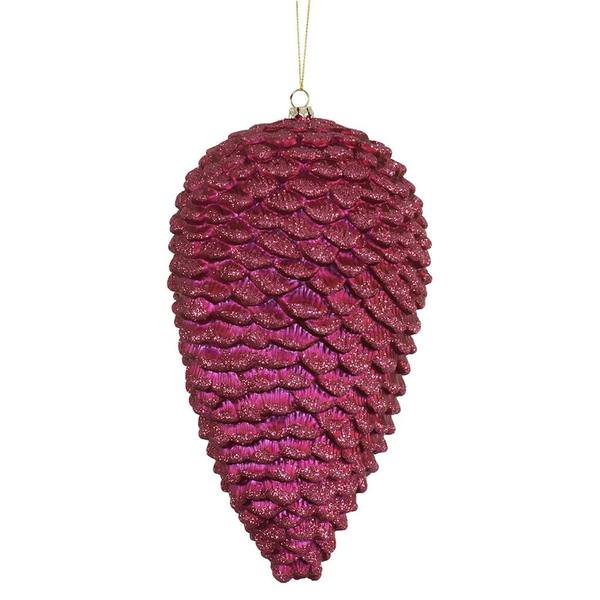 10" Magenta Matte-Glitter Pinecone Ornament