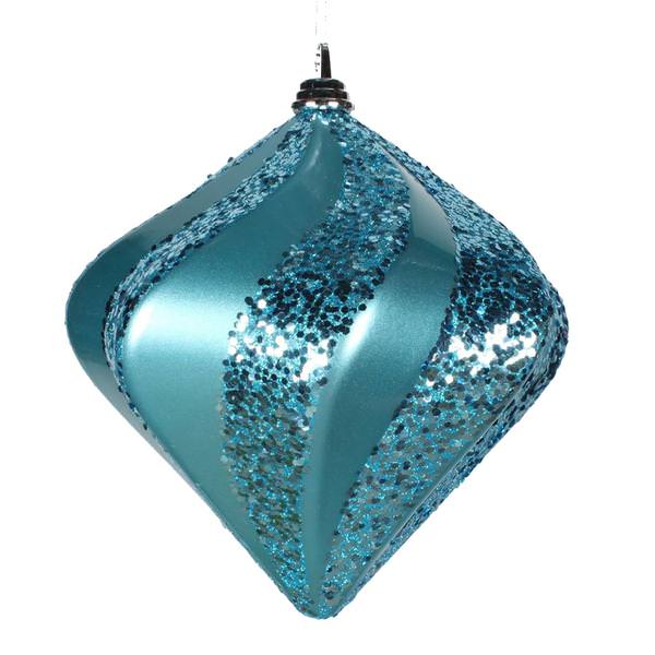 9.8" Teal Candy Glitter Swirl Diamond Ornament