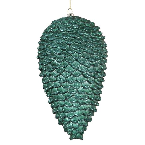 10" Emerald Matte Glitter Pine Cone Ornament