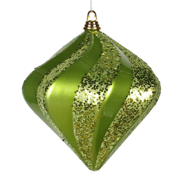 9.8" Lime Candy Glitter Swirl Diamond Ornament