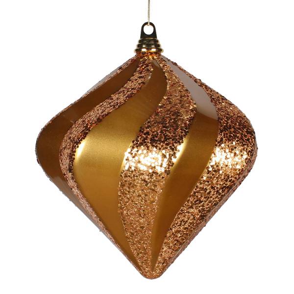 9.8" Antique Gold Candy Glitter Swirl Diamond Ornament